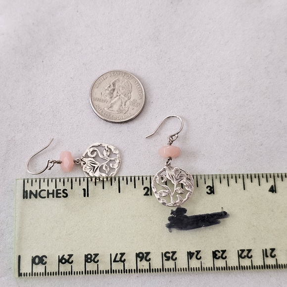 Silpada 925 Sterling Pink Soapstone Bead Floral Drop Earrings - Picture 11 of 13